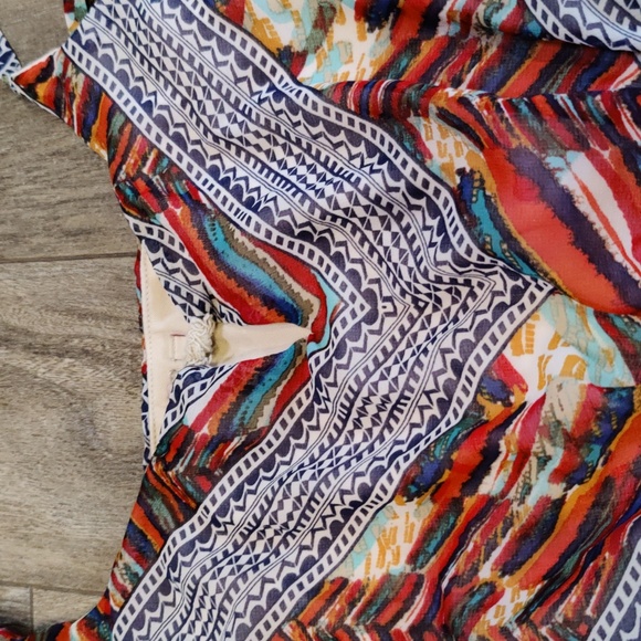 Strappy Bohemian Ethnic Dress Festival Handkerchief Hem Colorful - Picture 2 of 4